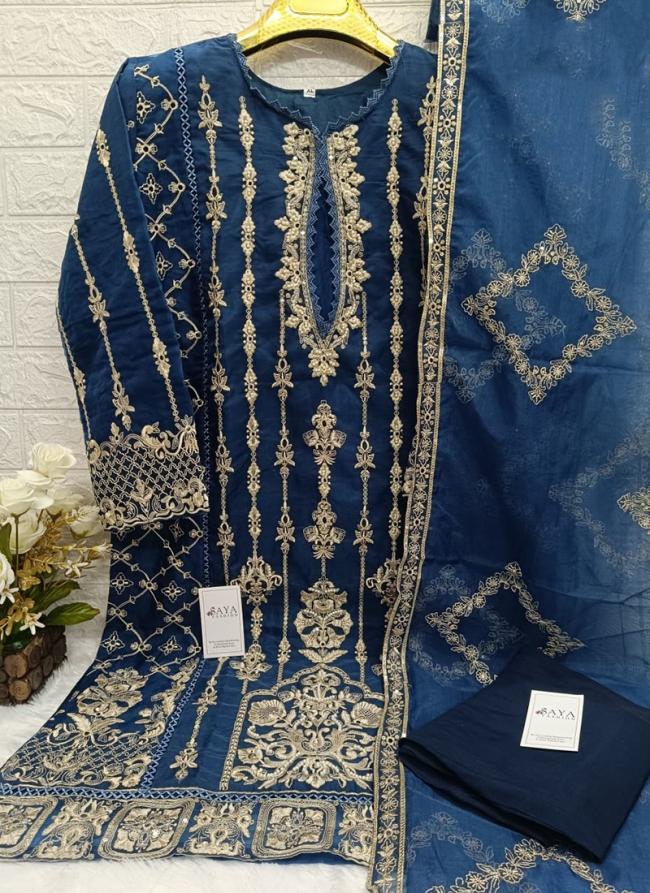 Organza Aqua Blue Wedding Wear Embroidery Work Readymade Pakistani Suit